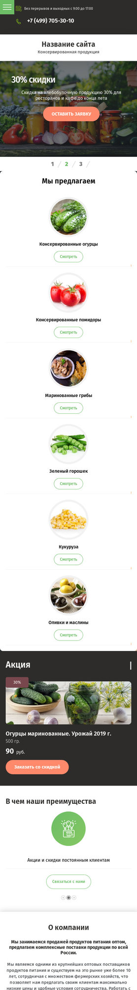 Готовый Сайт-Бизнес № 2445761 - Консервированная продукция (Мобильная версия)