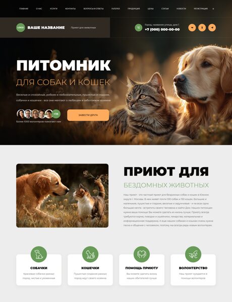 Готовый Сайт-Бизнес № 7530702 - Приют для животных (Превью)